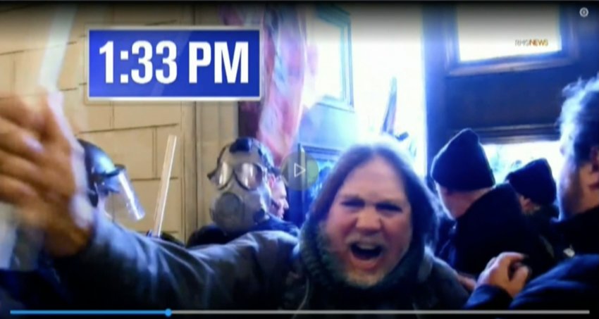A shot that appears to show Adams from Inside Edition's coverage of the Capitol riots.