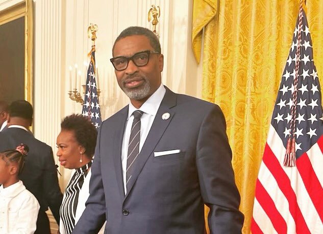 NAACP President Derrick Johnson at the White House in 2022.