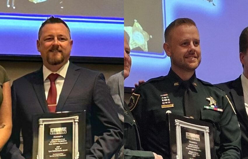 The Holly Hill Police Department's Andrew Barrett and the Flagler County Sheriff's Office's Adam Gossett were commended Thursday night for their service to law enforcement.