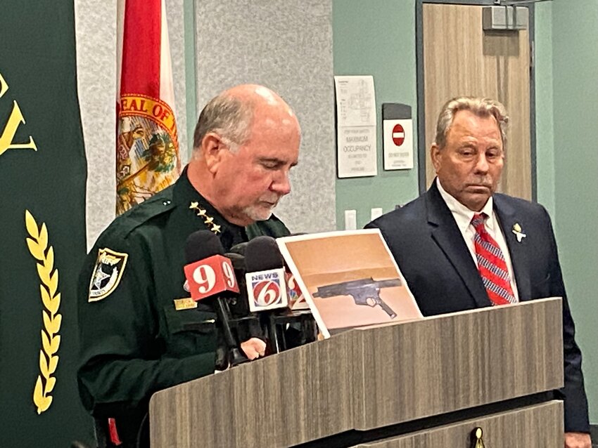 Flagler County Sheriff Rick Staly and State Attorney R.J. Larizza at Thursday's press conference.