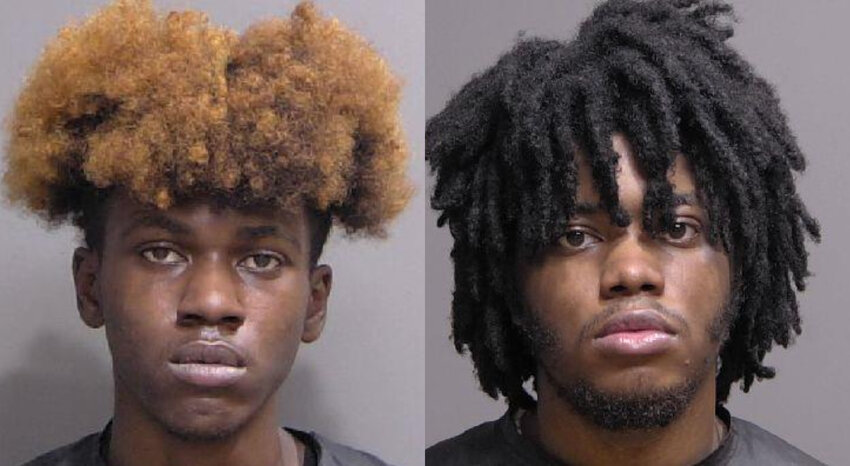 Lumpkins and Thompson in their most recent Flagler County mugshots.