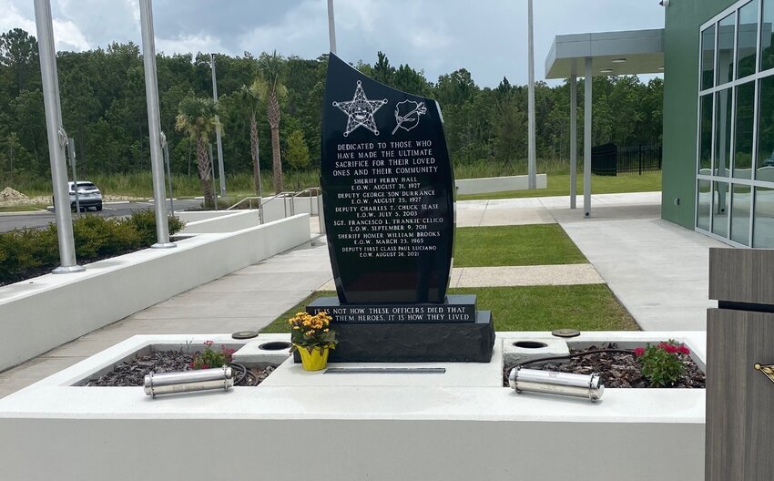A memorial for fallen officers at the FCSO Operations Center, where Ross perished.