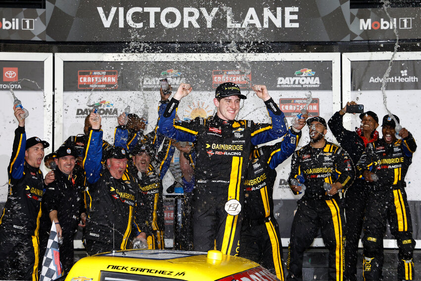 Sanchez in Victory Lane after his historic Truck Series win.