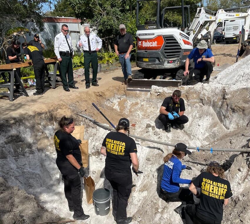 The excavation of the site where McClure's remains are believed to have been buried.