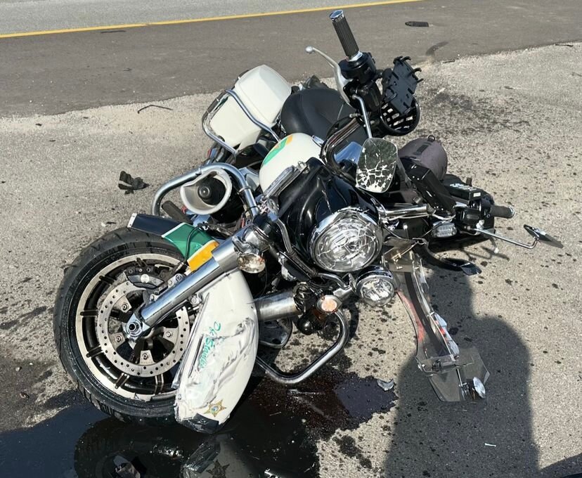 The aftermath of Stamps&rsquo; bike following the crash.