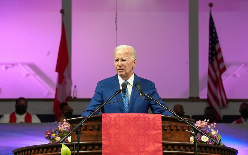 President Joe Biden speaks at a church in Pennsylvania earlier this month.