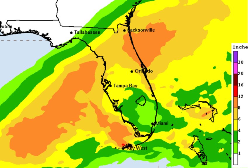 Rainfall projection for Hurricane Milton as of Monday, October 7th.