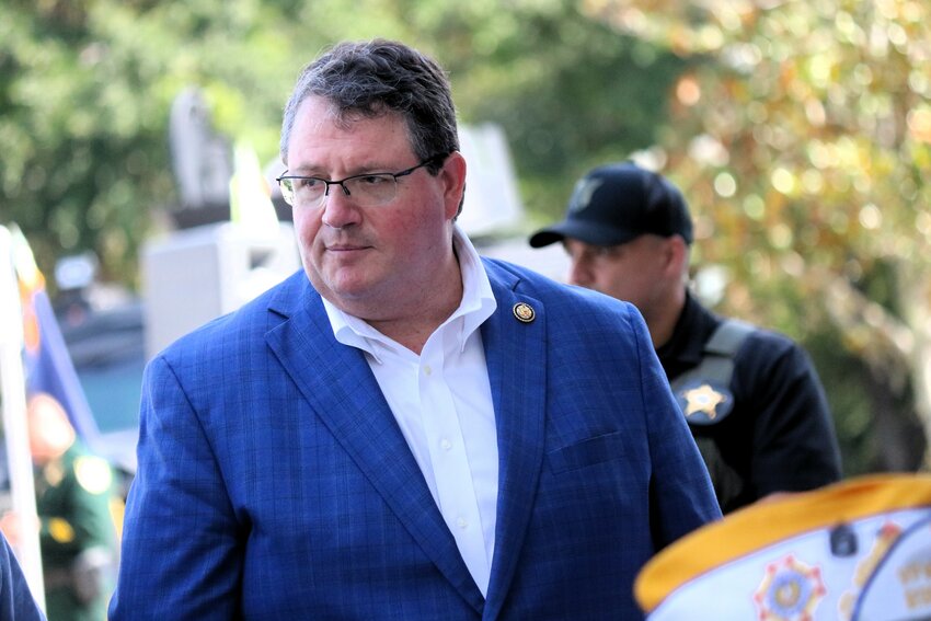 Rep. Fine in Bunnell last month.