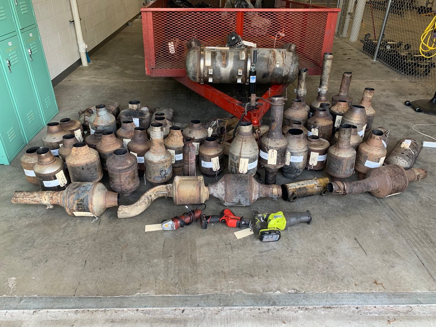 Catalytic converters and tools seized in the operation