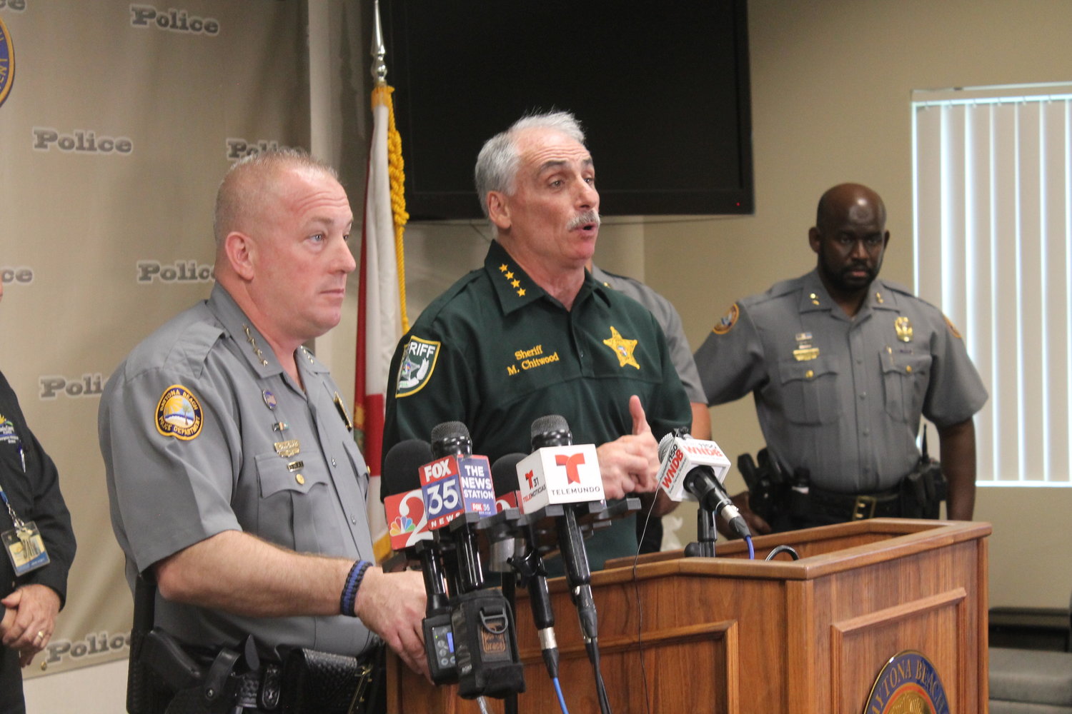 Chief Craig Capri and Sheriff Mike Chitwood addressing the media together