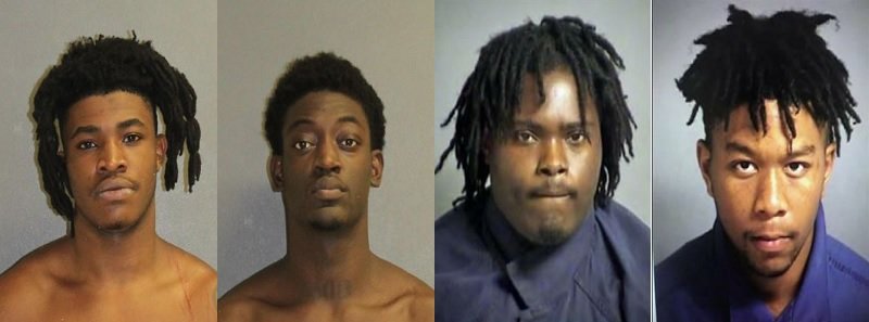 L to R: Kimba Kimble and Jaquez Head, in custody, and Armonta Waters and Jordan Graham, still at large