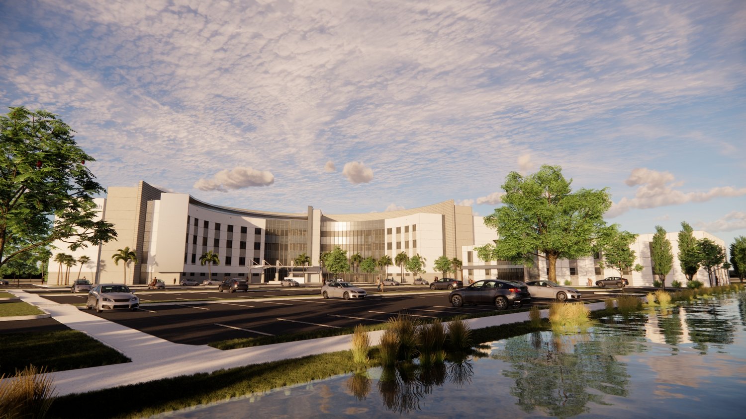 A rendering of the front of the new hospital to open in Palm Coast