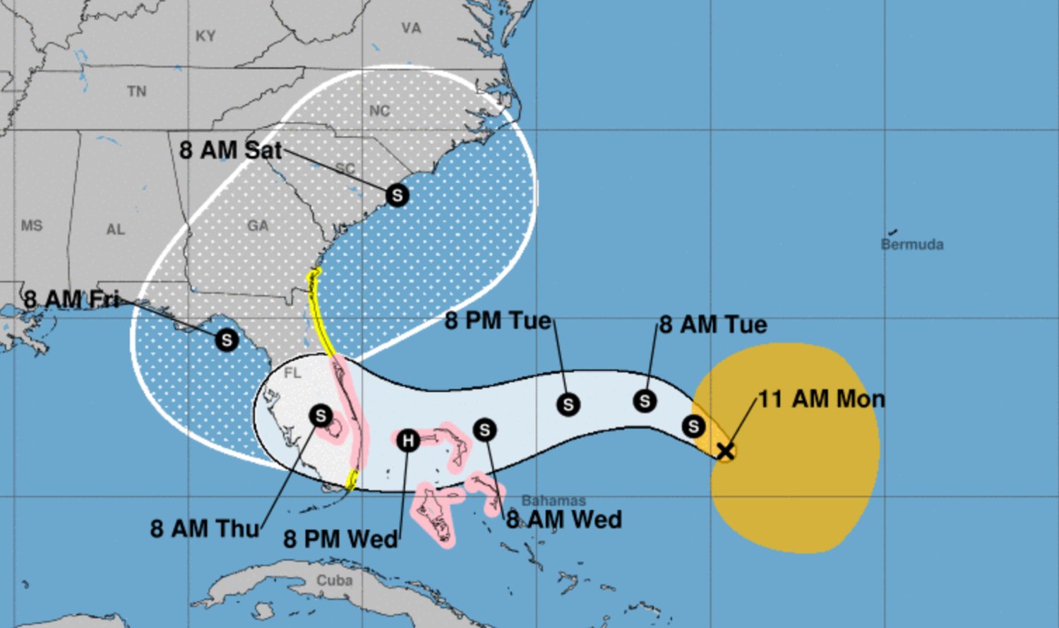 Much of Florida East Coast Under Tropical Storm or Hurricane Watch