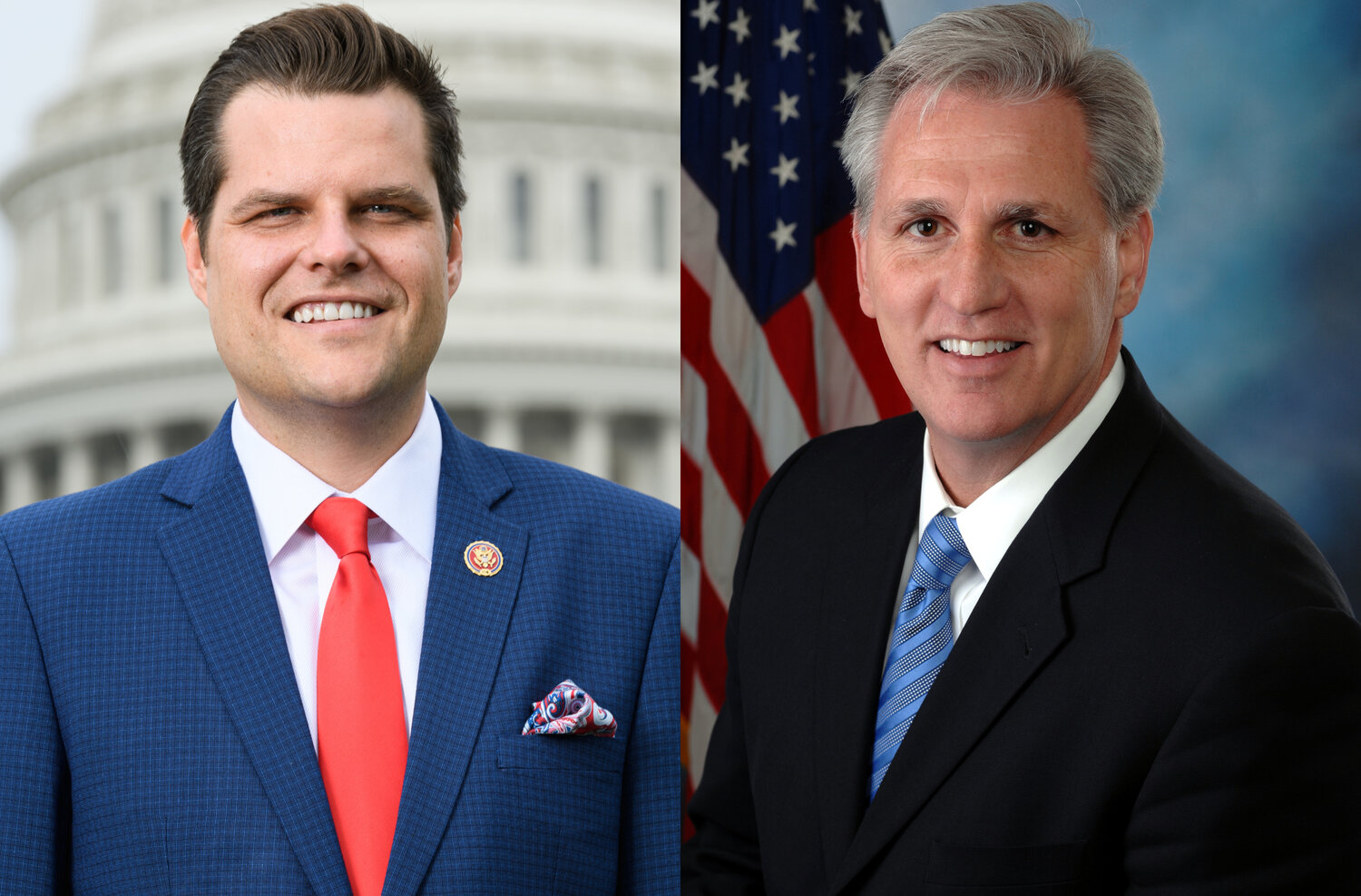 Gaetz (left) ousted McCarthy (right) from the House speakership on Tuesday.