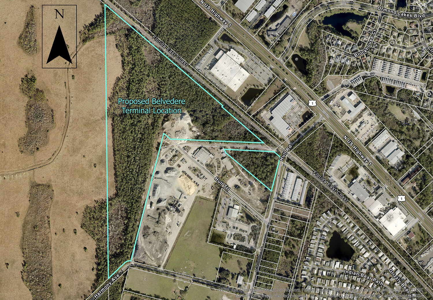 The location of the proposed terminal.