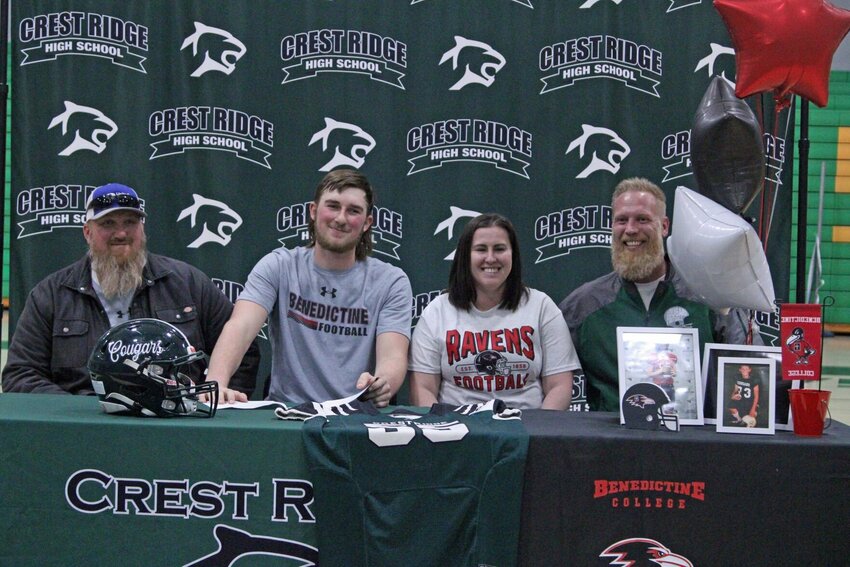 Crest Ridge senior Bradley Shippy signed his letter of intnent to play football at Benedictine College on Thursday, Feb. 29, at Crest Ridge High School.
