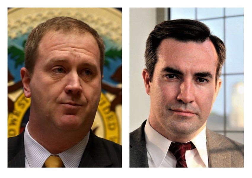Missouri Attorney General Eric Schmitt (left), a Republican, faces Democratic challenger Rich Finneran, a former federal prosecutor, in the Nov. 3, 2020 election.&nbsp;