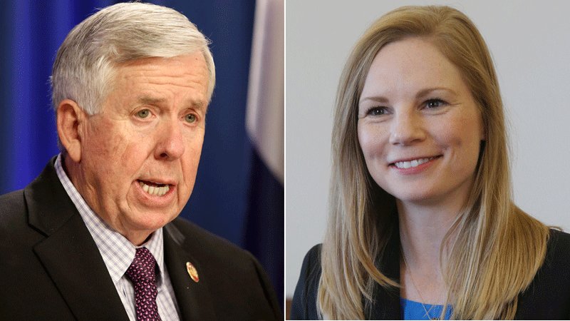 Mike Parson and Nicole Galloway