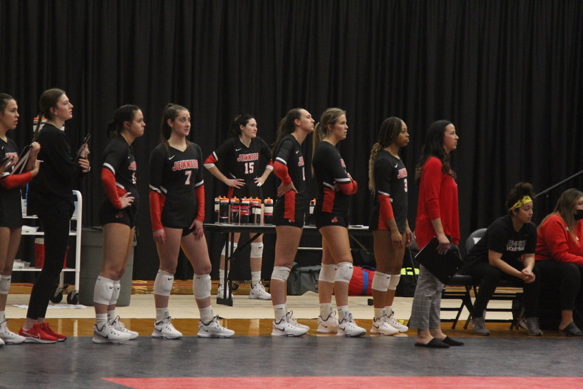 Caitlin Peterson stands on the sideline with Jennies volleyball during the NCAA Division II Central Region quarterfinal round in December. She was named as the next head coach of the Jennies on Wednesday, Jan. 12.