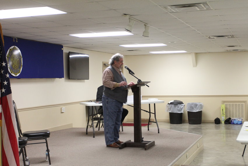 Eddie Osborne, candidate for Warrensburg City Council, introduces himself at the Candidate Forum on Wednesday, March 30, at the American Legion, Post 131.