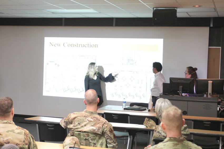 University of Central Missouri Drafting and Design Technology students present information on a project Friday, April 29, to redesign the Whiteman Air Force Base dining hall.