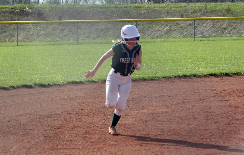Olivia Shippy runs the bases against Warsaw on Friday, April 22, at Crest Ridge HIgh School.