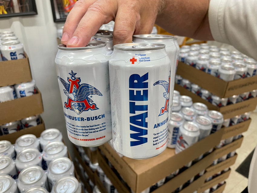 County Distributing of Sedalia has donated pallets of canned water to Knob Noster and Fulton fire departments. Anheuser-Busch and County Distributing donate the cans of water each year to first responders who apply.