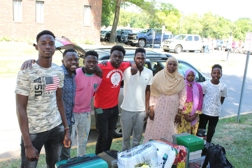 versity of Central Missouri freshman Salah Ahmed, with help from his family from Kansas City, moves into Ellis residence hall on Thursday, Aug. 11. Thursday was freshman move-in day for UCM. Upperclassmen will move in on Sunday, Aug. 14.
