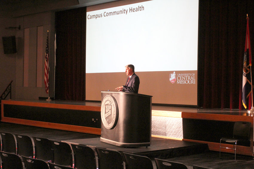 University of Central Missouri President Roger Best delivers his fifth State of the University address on Thursday, Sept. 15 in the ballroom at the Elliott Student Union.