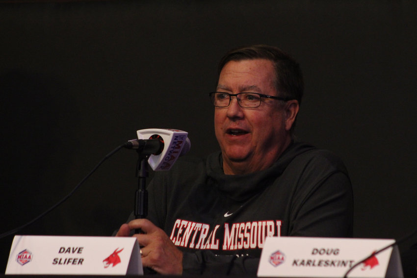 Jennies basketball head coach Dave Slifer speaks during MIAA Media Day on Wednesday, Oct. 12, at the College Basketball Experience, in Kansas City.