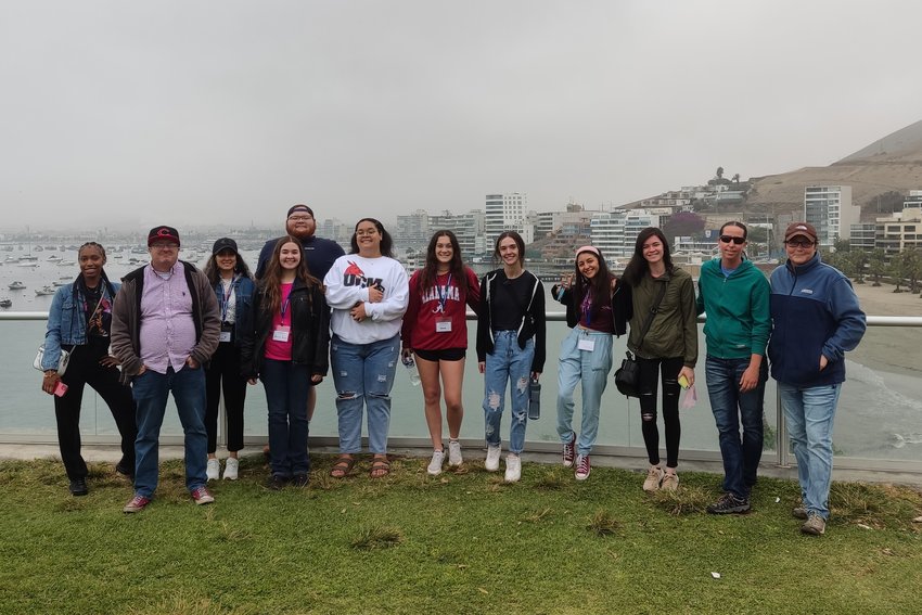 Students and faculty members at the University of Central Missouri who participated in the 2021 Global Vision Endowment service trip to Peru gather for a photo during their experience abroad. They are, from left, UCM students Reagan Holivay, Joe Masters, Yami Crabaugh, Bonnie Ray, Austin Gutmann, Jessica Miller, Natalie Buss, Jessica Fugate, Meilani Cervantes, Alex Swords, faculty member Robynn Kuhlman, Political Science and International Studies, and staff member Anna Ball, International Student Services.