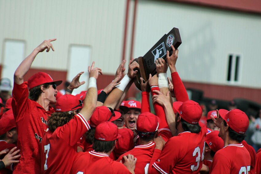 Mules baseball celebrates the program&rsquo;s 29th regular season MIAA title Sunday, April 30, at Crane Stadium. Courtesy of a 13-11 win against Hays and Missouri Western beating Missouri Southern 15-4 on Sunday, the conference championship is outright.