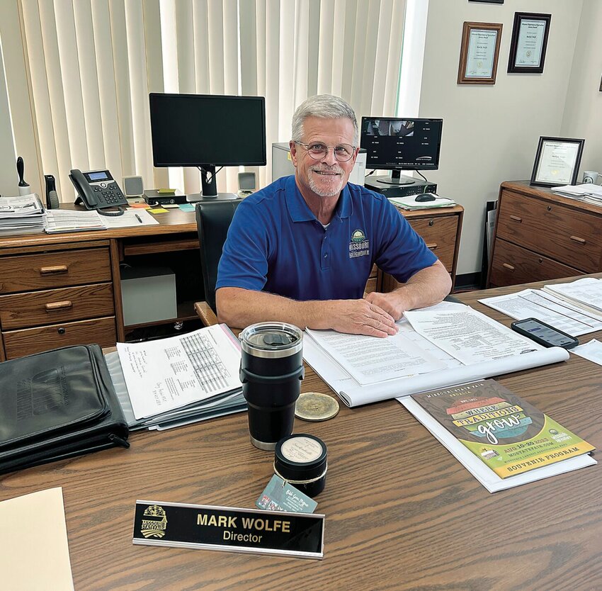 Missouri State Fair Director Mark Wolfe sits at his desk on Thursday, Aug. 24. Wolfe will retire at the end of the year but said he&rsquo;ll miss the people and the friends he&rsquo;s made.