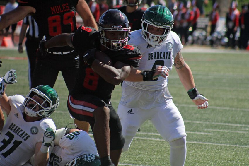 Central Missouri sophomore running back Marcellous Hawkins breaks away for a touchdown against Northwest Missouri on Saturday, Sept. 30, at Walton Stadium.