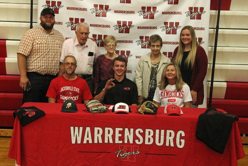 Cole Kreisel signed his letter of intent to play baseball at Jacksonville State University on Wednesday, Nov. 8, at Warrensburg High School.