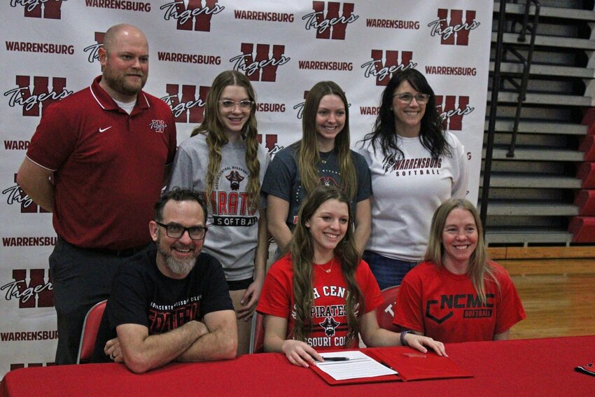 Warrensburg senior Myla Laws signed her letter of intent to play softball at North Central Missouri College on Thursday, Feb. 8, at Warrensburg High School.