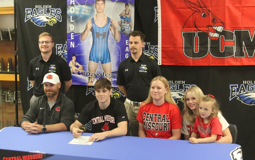 Holden senior Daylen Greene signed his letter of intent to wrestle at the University of Central Missouri on Friday, May 10, at Holden High School.