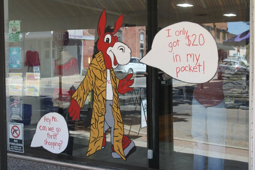 RISE Racks’ winning art depicts the UCM mascot Mo going to the thrift store, picking up a new leopard print jacket and singing the worldwide hit song “Thrift Store” by Macklemore and Ryan Lewis on Thursday, Sept. 5. 