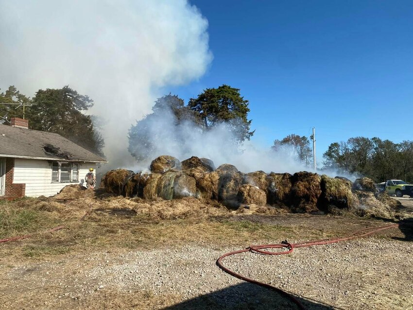 The Johnson County Fire Protection District announced on Sunday, Sept. 15, that a fire involving 500 hay bales is set to burn for several weeks at 40 SW 400 Rd.