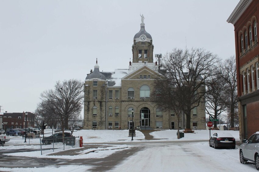 Snow blankets the Johnson County Courthouse Square and East Market Street on Wednesday, Feb. 12, in Warrensburg. Tuesday night's winter storm saw an estimated four to six inches of snowfall, according to the National Weather Service.&nbsp;