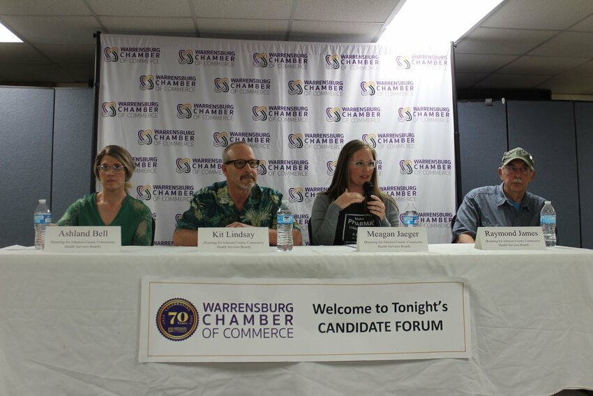 Johnson County Community Health Services Board of Trustees candidates prepare to answer questions at the Warrensburg Chamber of Commerce's 2025 Municipal Election Candidate Forum on Wednesday, March 12, at the Matthews-Crawford American Legion Post 131.