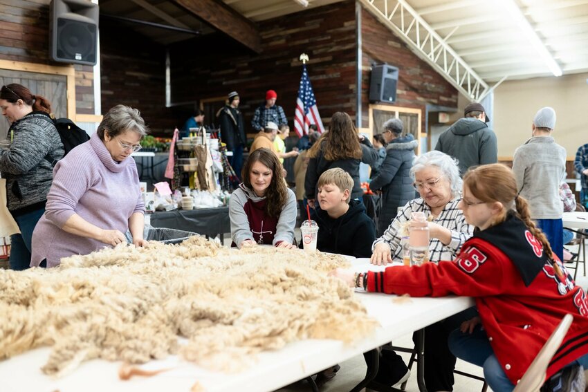 Karen Strohmeyer, left, demonstrates proper cleaning techniques to guests at the 2024 Mid-MO Homestead Expo.&nbsp;