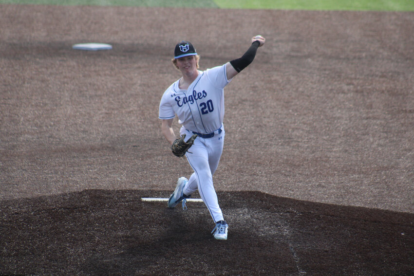 Holden junior Wes Brown throws a pitch Wednesday, April 18, at Holden High School.