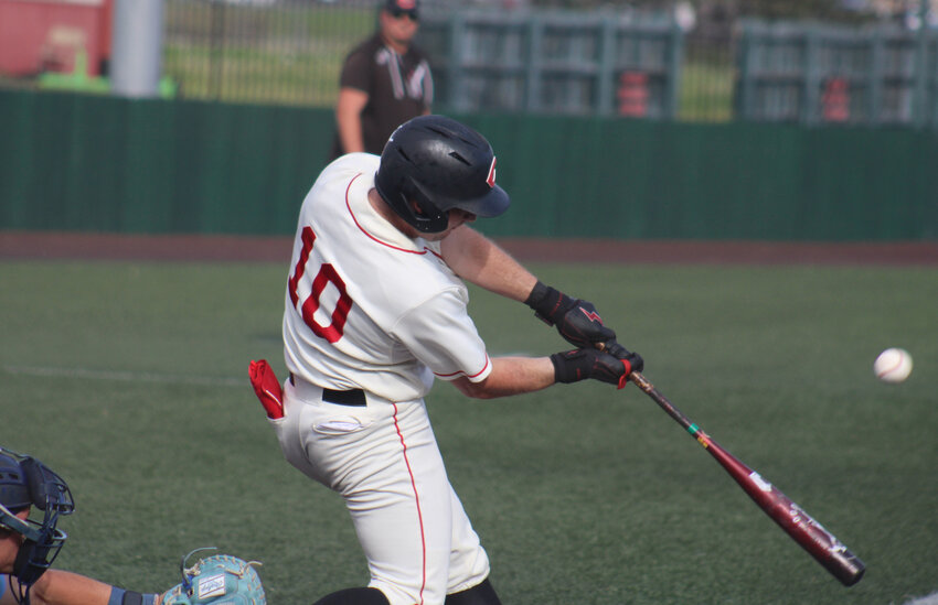 Central Missouri junior Sawyer Allen throws a pitch against Washburn on Wednesday, April 23, at Crane Stadium.