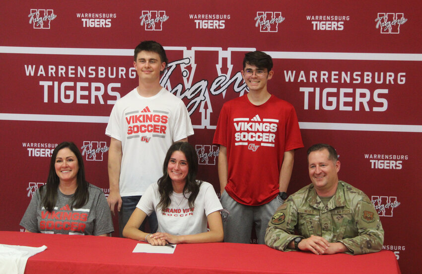 Warrensburg senior Lindsay Nehls signed her letter of intent to play soccer at Grand View University on Wednesday, April 23, at Warrensburg High School.
