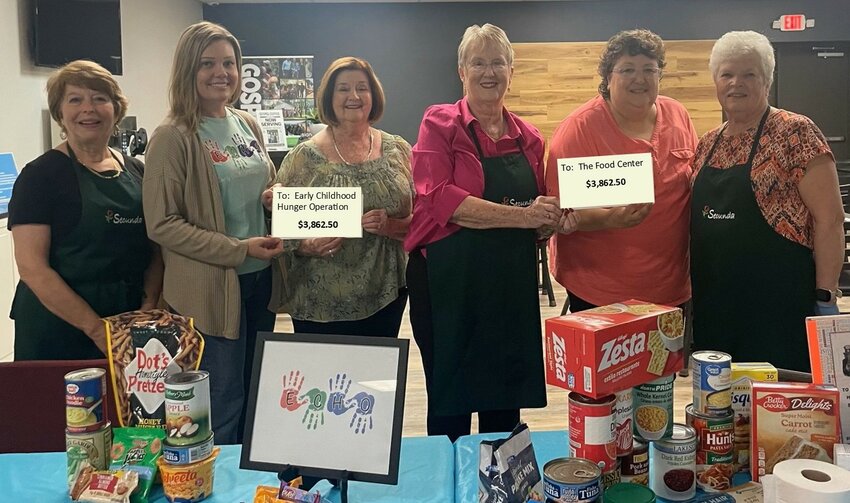 The Secunda Club held another successful salad luncheon on Tuesday, April 29.  Thanks to the generous support of our community, we were able to donate $3,862.50 to both ECHO (Early Childhood Hunger Operation) and The Food Center.  In addition, a $1,000 scholarship was provided for a Warrensburg High School senior. Pictured from left: Connie Johnson, Secunda Club member, Dawn Moore, ECHO Executive Director, Anita Hunt, Secunda Club president, Glenda Goetz, Secunda Project Committee chair and Anita Norman, Food Center President.