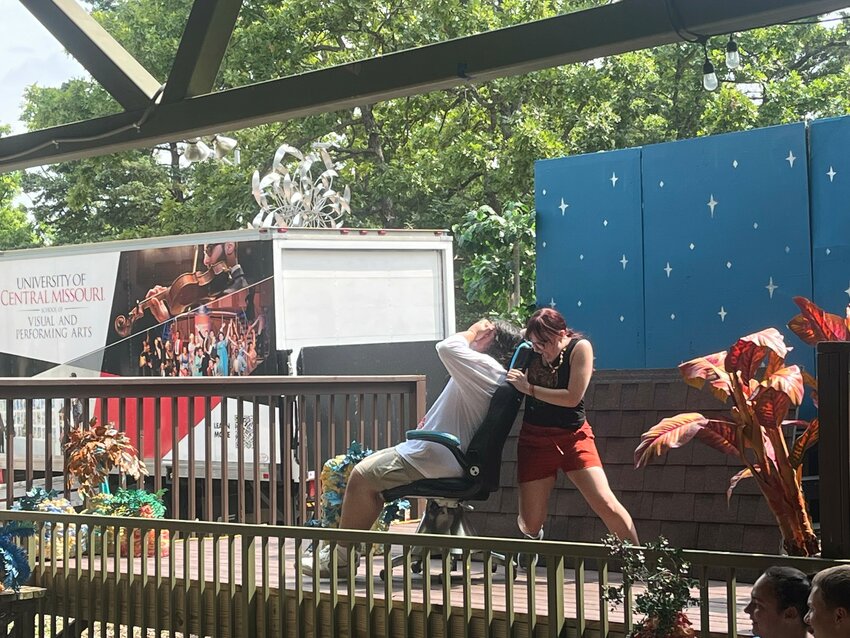 University of Central Missouri students Raegan Weber playing Lisa and Trae Selemaea playing Jimmy perform their first production of &ldquo;Space Kids&rdquo; on Tuesday, June 3, at Camp Wonderland in Lake of the Ozarks.