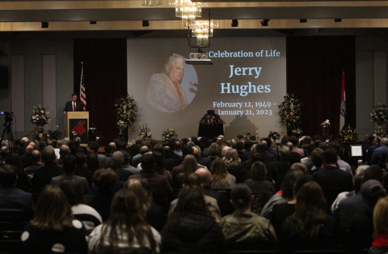 The family of Jerry Hughes and members of the UCM community gathered inside the Sandra Temple Elliott Ballroom for a Celebration of Life on Thursday, Jan. 26.