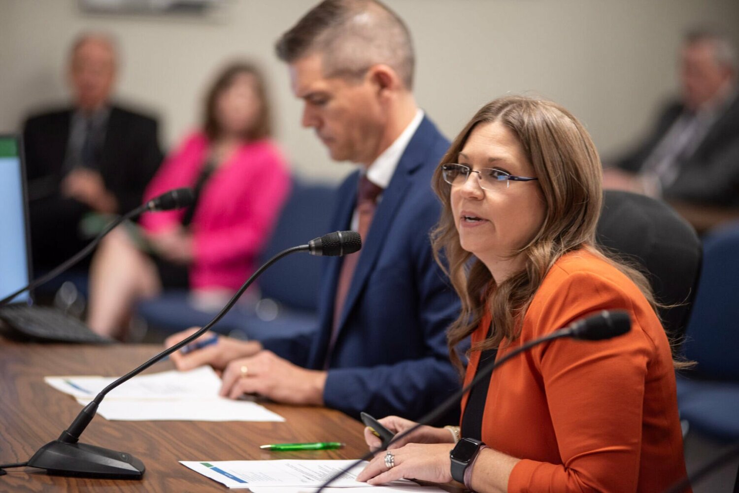 Chrissy Bashore, Missouri Department of Elementary and Secondary Education's coordinator of school counseling and student wellness, presents an update on social-emotional learning standards Tuesday, Oct. 17 during the State Board of Education meeting.


Photo by Annelise Hanshaw | Missouri Independent