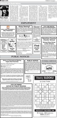 Click here to download the legal notices and classifieds from page 6B